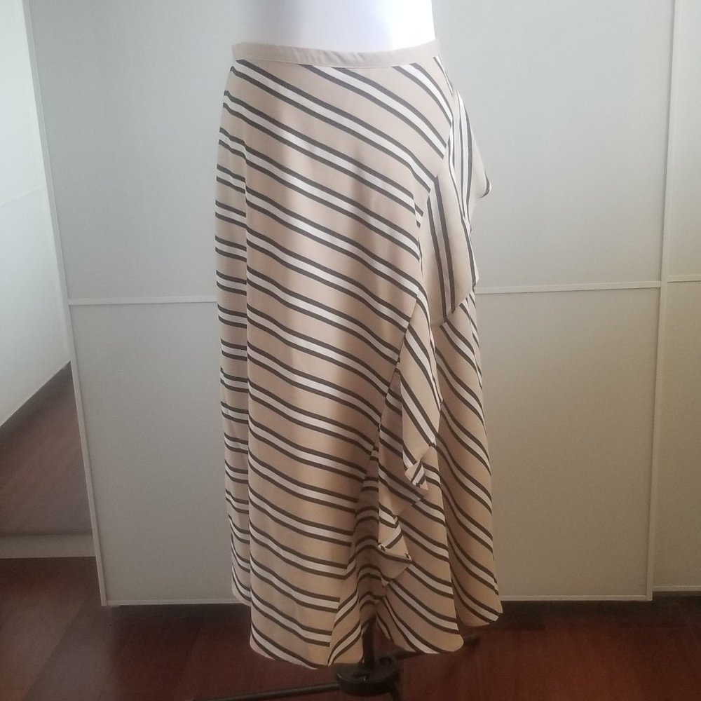 Calvin Klein Striped Ruffle Skirt NWT